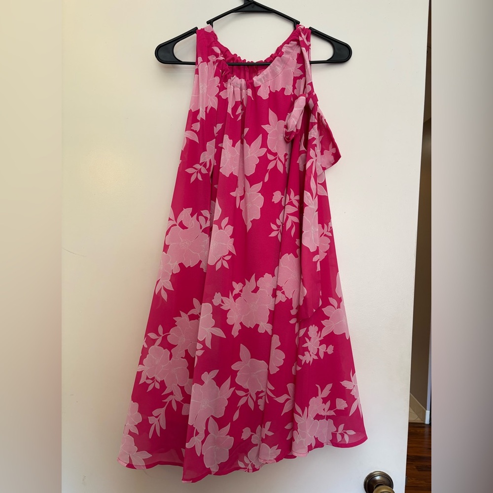 Pink Floral Halter Dress